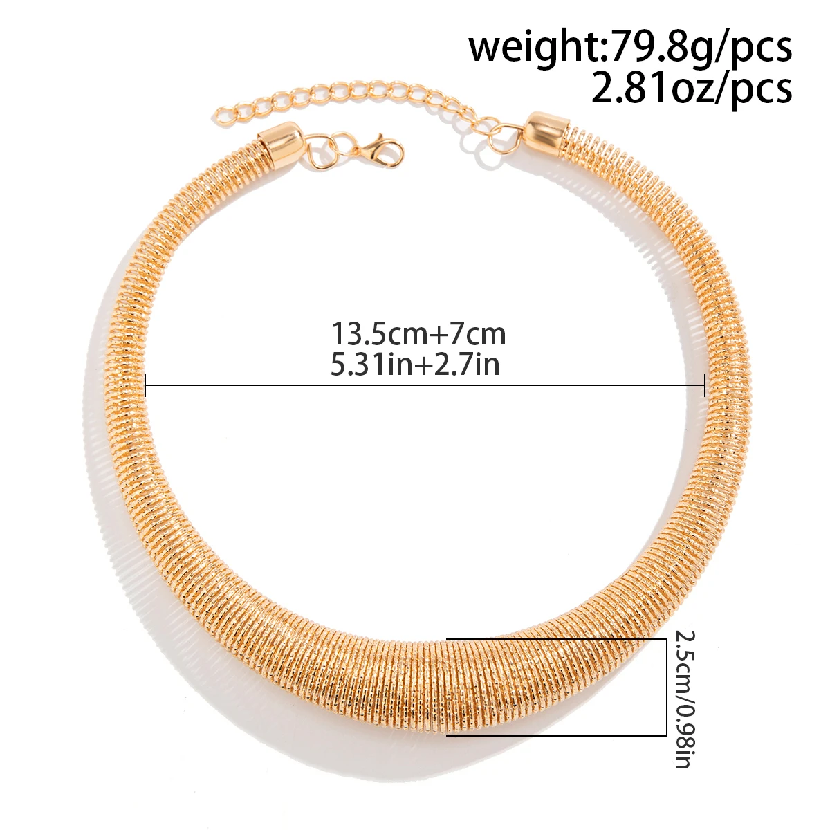 Salircon Exaggerated Gold Color Striped Necklace for Women Trending 2024 Metal Choker Necklace Jewelry Collar on Neck Accessorie