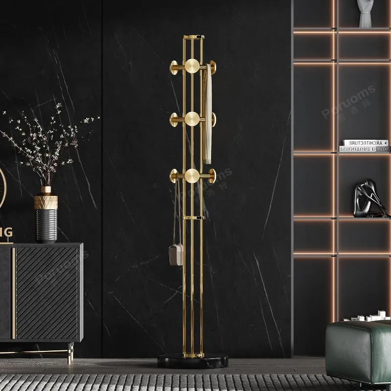 Light luxury hanger floor bedroom stainless steel coat rack three pole vertical home living room clothes