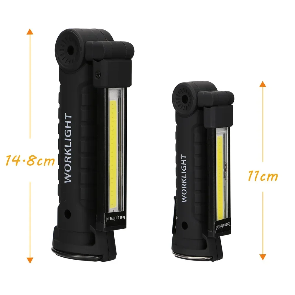 New Portable COB LED Flashlight USB Rechargeable Work Light Magnetic Lanterna Hanging Lamp with Built-in Battery Camping Torch