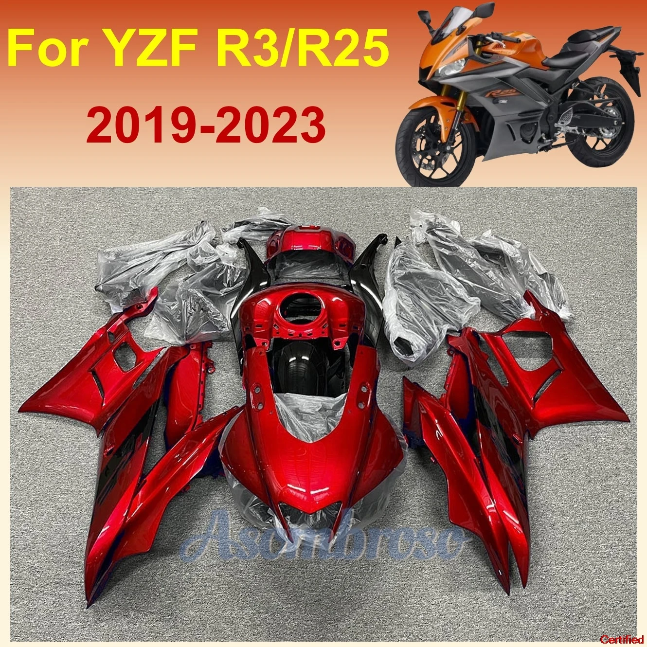 

Комплект обтекателей ABS для Yamaha YZF R3 R25 2019 2020 2021 2022 2023 YZFR3 yzf25 19-23 Road Sport, ремонт кузова мотоцикла, красный