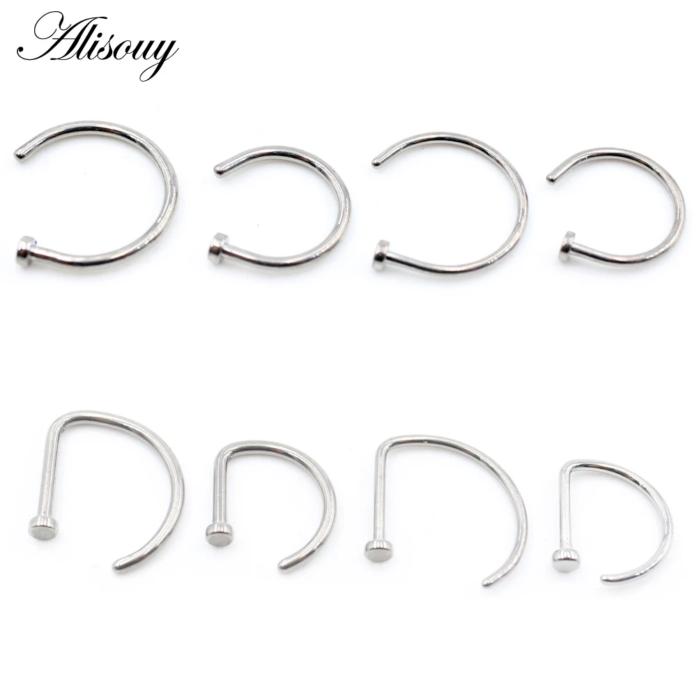 Alisouy 1PC G23 Titanium Steel C-Pattern Curve Nose Septum Lip Labret Rings Captive Ear Cartilage Earring Body Piercing Jewelry