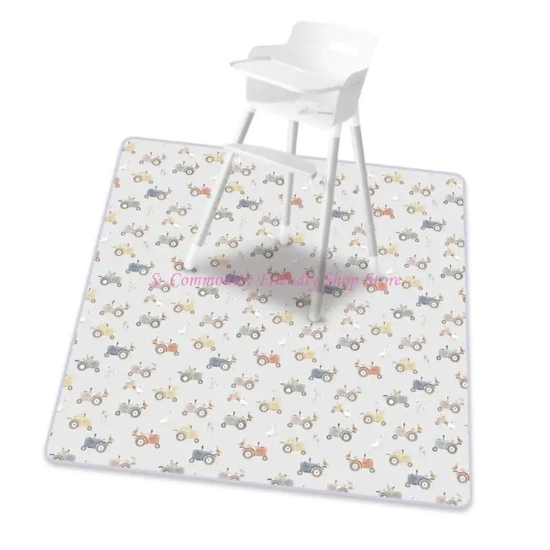 85AE سجادة أرضية للكرسي العالي مقاومة للماء وقابلة للغسل للأطفال الصغار لإطعام الأطفال والزحف مقاس 130 × 130 سم مقاس كبير #3