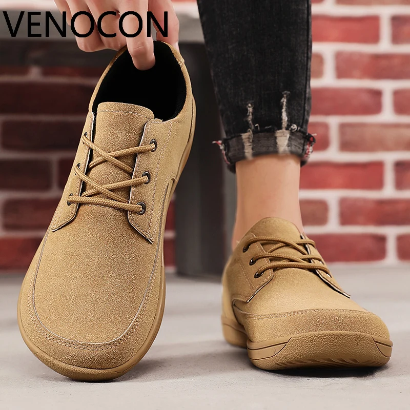 VENOCON Minimalist Barefoot Cow Suede Leather Upper Casual Men's Shoes Footwear Sneakers With Wide Toe Nose Feet For Woman