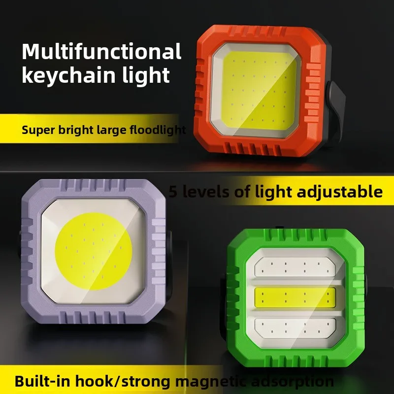 Multifunctional Strong Light LED Flashlight with Magnetic Suction Base for Car Work Light and Hanging Portable Camping Lamp