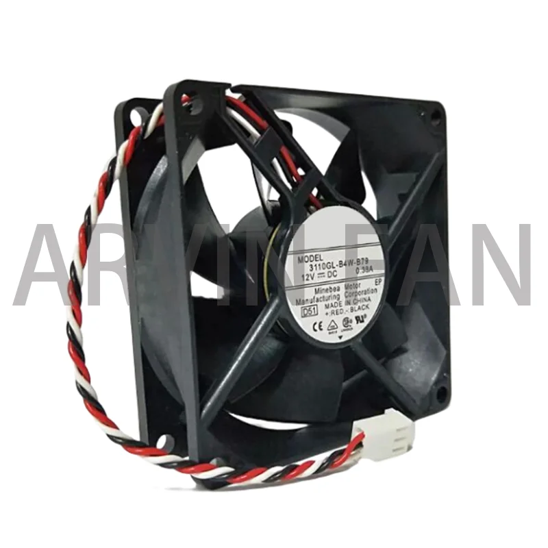 3110GL-B4W-B79 DC 12V 0.38A 80x80x25mm 3-Wire Server Cooling Fan