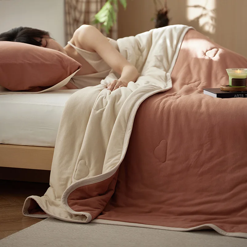 

Customizable Japanese-style simple Class double color summer quilt cotton skin-friendly machine washable air conditioner quilt