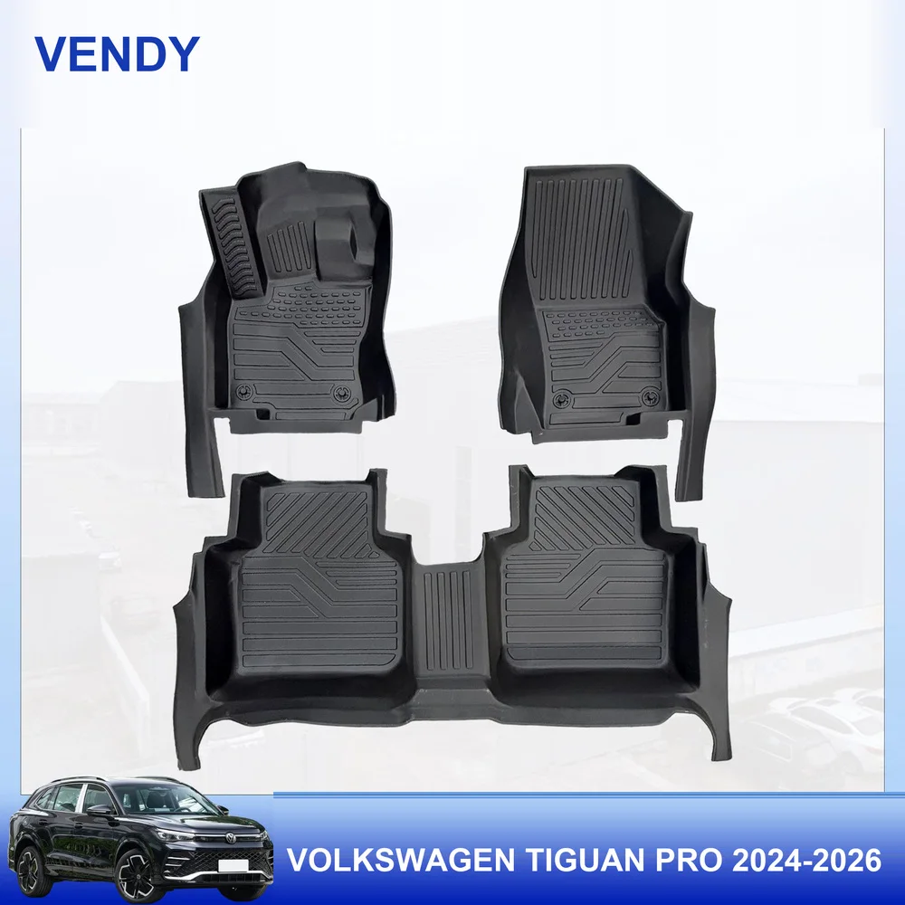 TPE Car Floor Mats Custom Fit for Volkswagen Tiguan Pro 2024-2026 Left Hand Drive Full Set All Weather Waterproof Easy to Clean