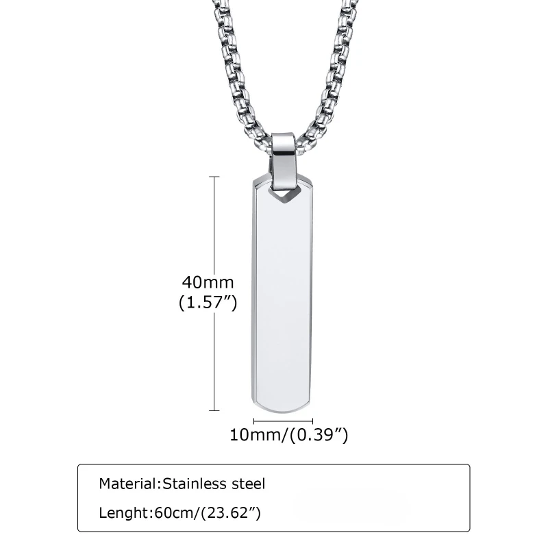 Dreidimensionale rechteckige geometrische Anhänger aus Edelstahl für Herren, personalisierte Mode-Halsketten, Boutique-Schmuck – Detail 1