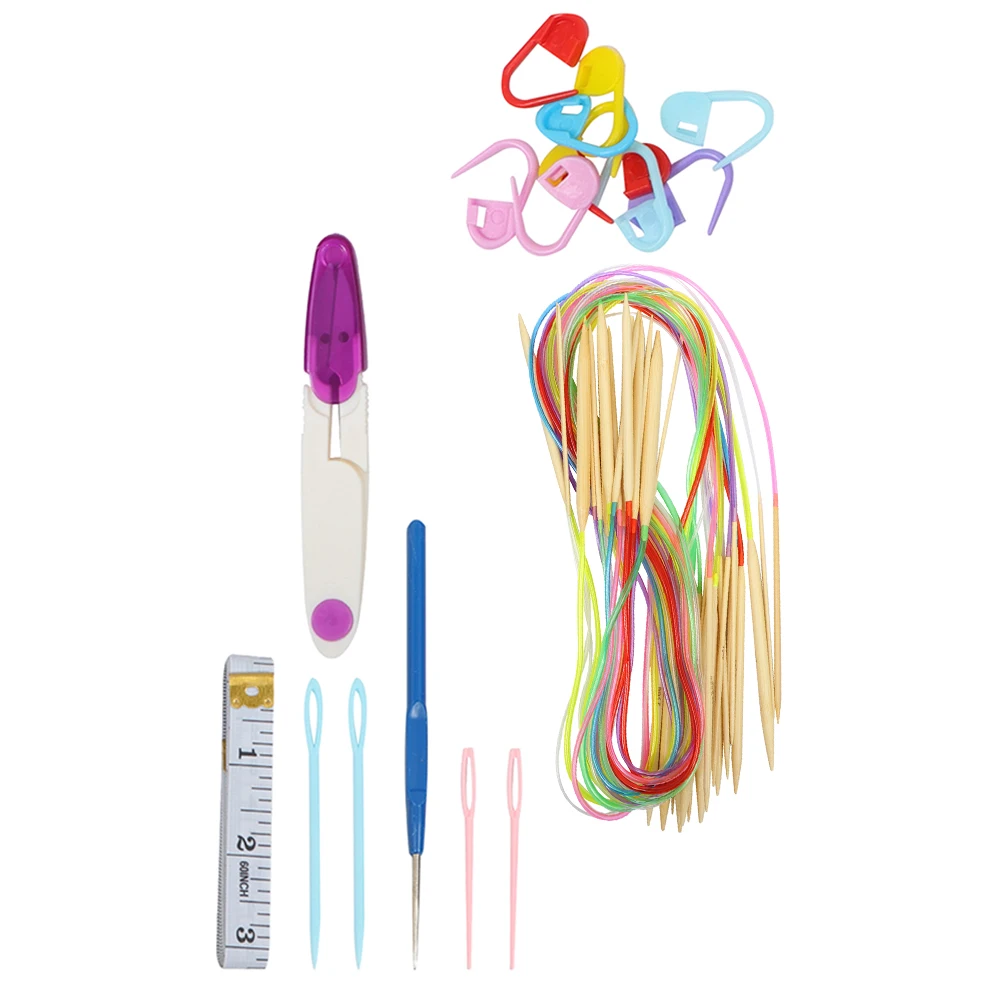 

1 set 1 Set Long Bamboo Plastic Diy Weaving Tools Sturdy Handles For Scarf Sweater Knitting Smooth Pointed Needles Set Home Use