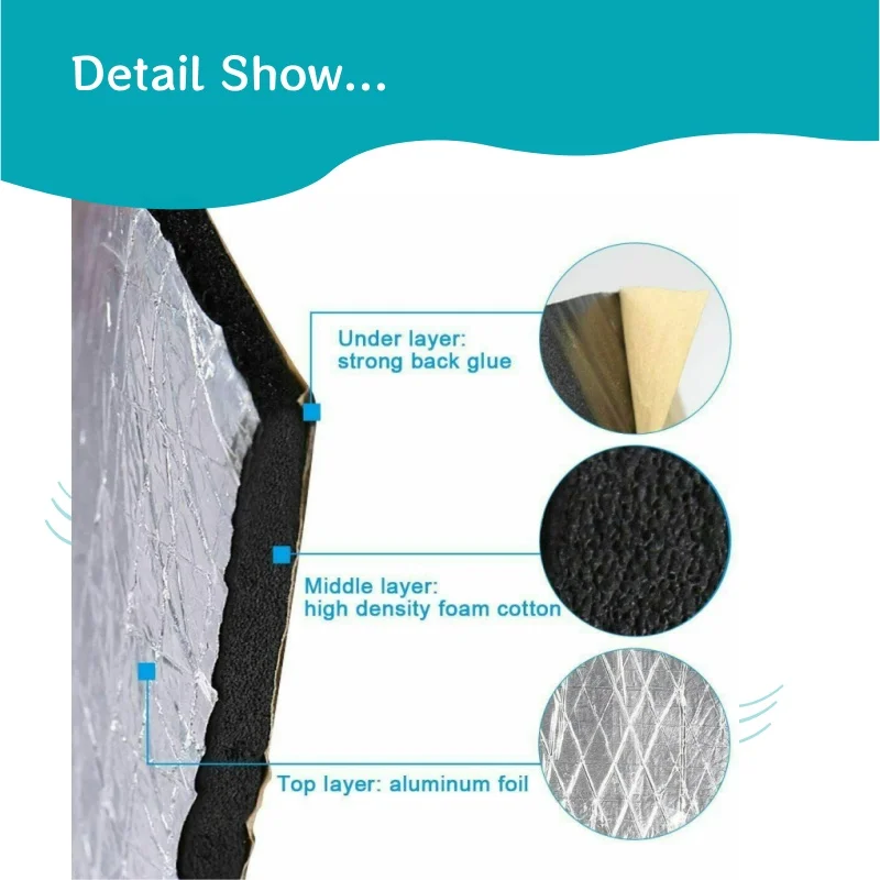 10pcs Sound Deadening Damping Mat 5MM Thickness Car Soundproof Thermal Insulation Pad Compact Van Auto Accessories