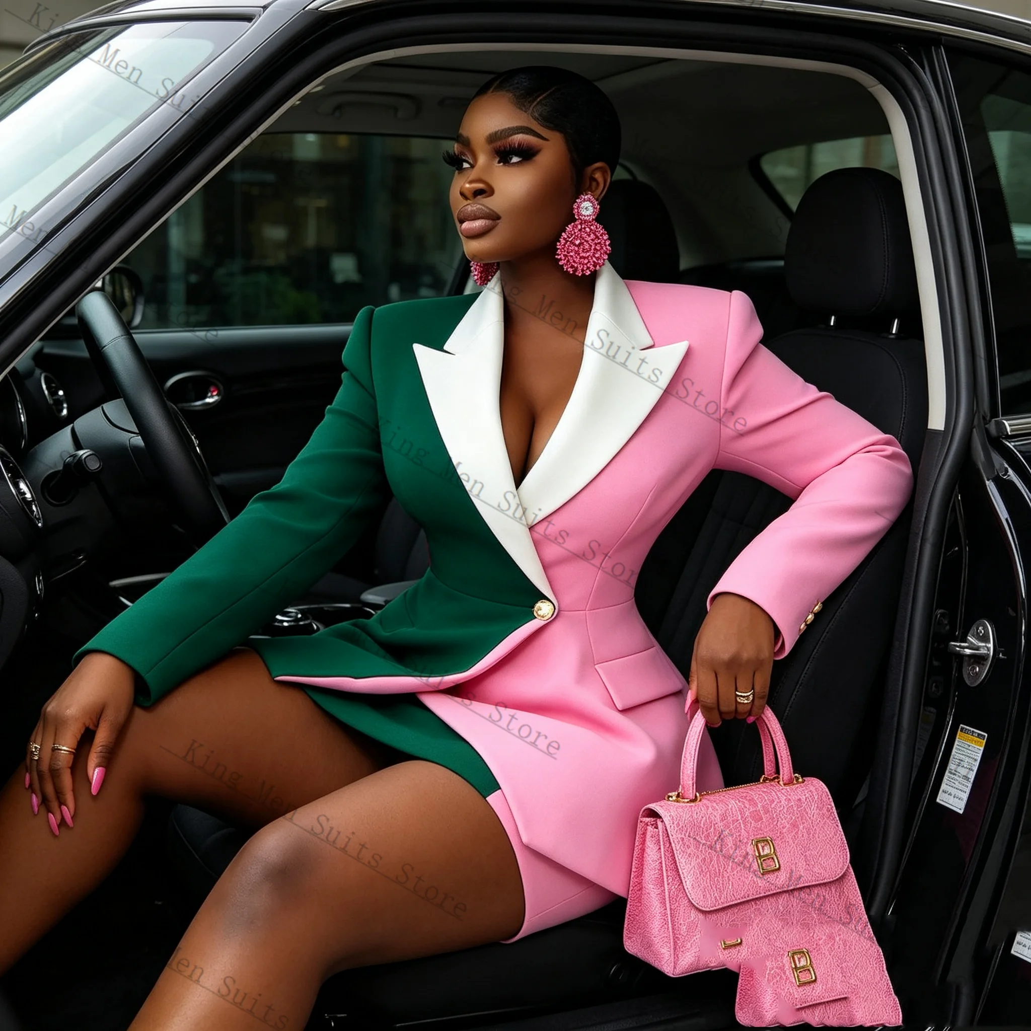 Roze Groen Vrouwen Pak Rok Set - Women Formal Wear Blazer Set recensie en prijs