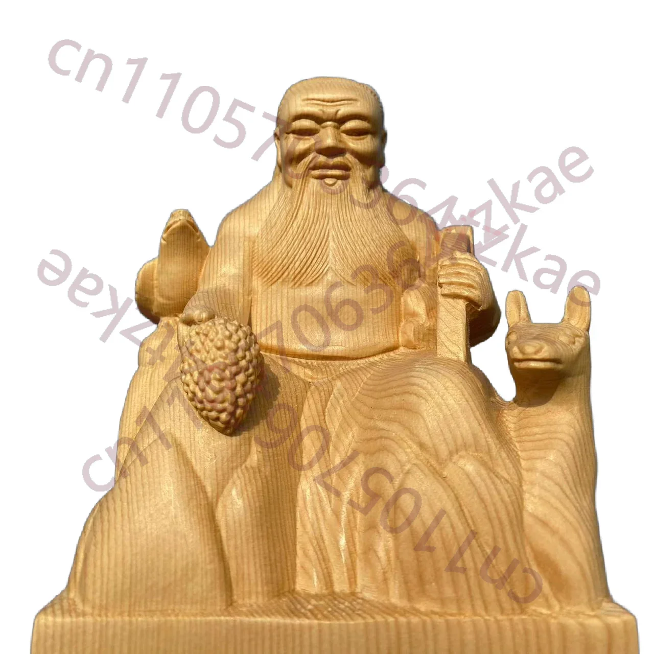 Traditional Chinese Hinoki Wood Hand Carved Shennong Emperor Yan Statue Figurine - Agriculture Medicine God Deity Ornament Home
