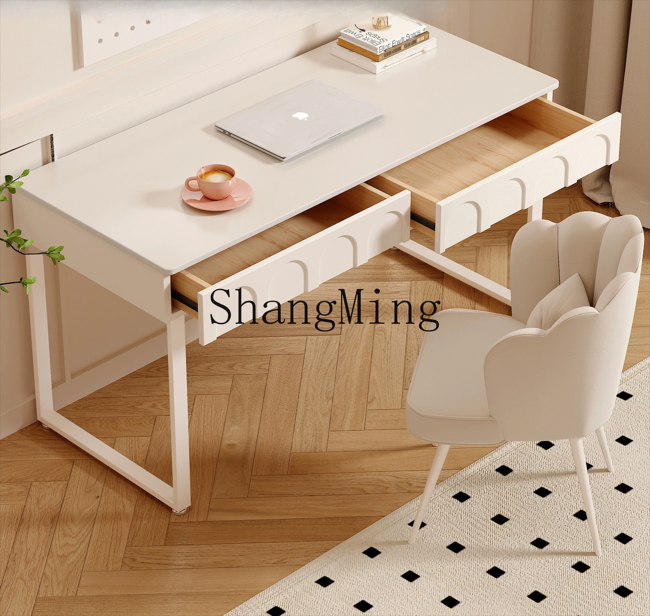 

CL Cream Style Rock Slab Desk Student Home Use Bedroom Girl Study Office Desk Writing