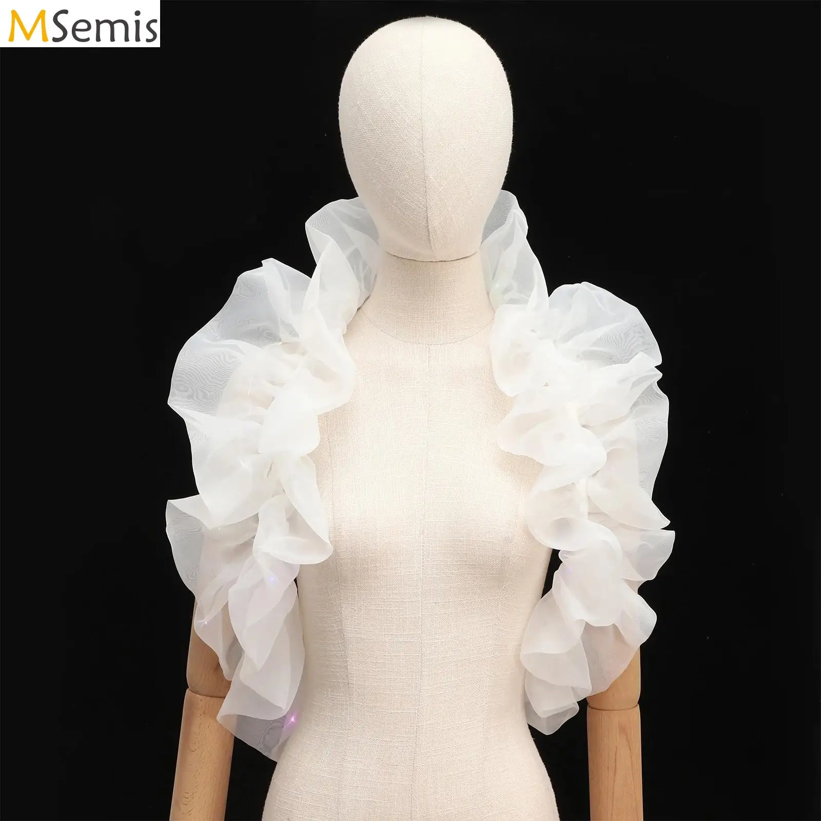 

Stage Show Shawl cape Unique Show Dance Catwalk Clothes Evening Dress Accessori Tulle Shawl Bride Bolero Performance Photography