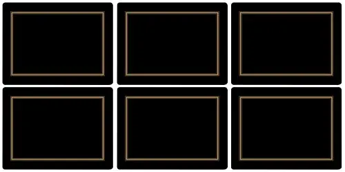 Portmeirion Home & Gifts Classic Black Placemats, Set of 6,30.5 x 23cm
