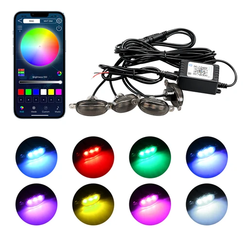 Imagen 2 del producto Aplicación Led luz de rejilla delantera de coche RGB luz de circulación diurna colorida 12V lámpara decorativa Universal para Jeep todoterreno 4x4 maletero SUV