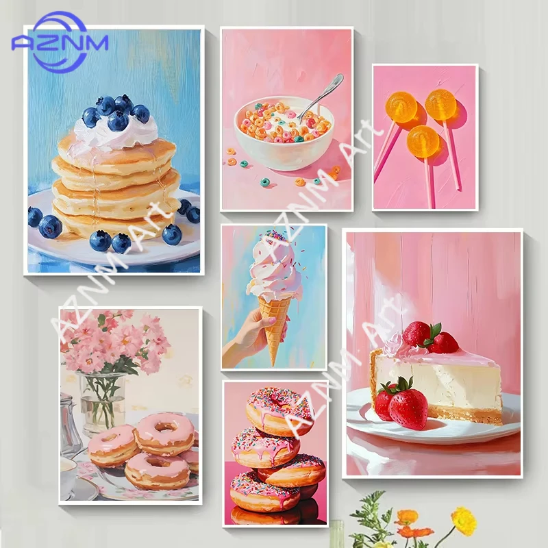 1 Stück schönes und süßes kreatives Poster mit Süßigkeiten- und Dessert-Kunstdesign, Leinwanddruck, Wohnzimmer, Schlafzimmer, Küche, Esszimmer, Wanddekoration