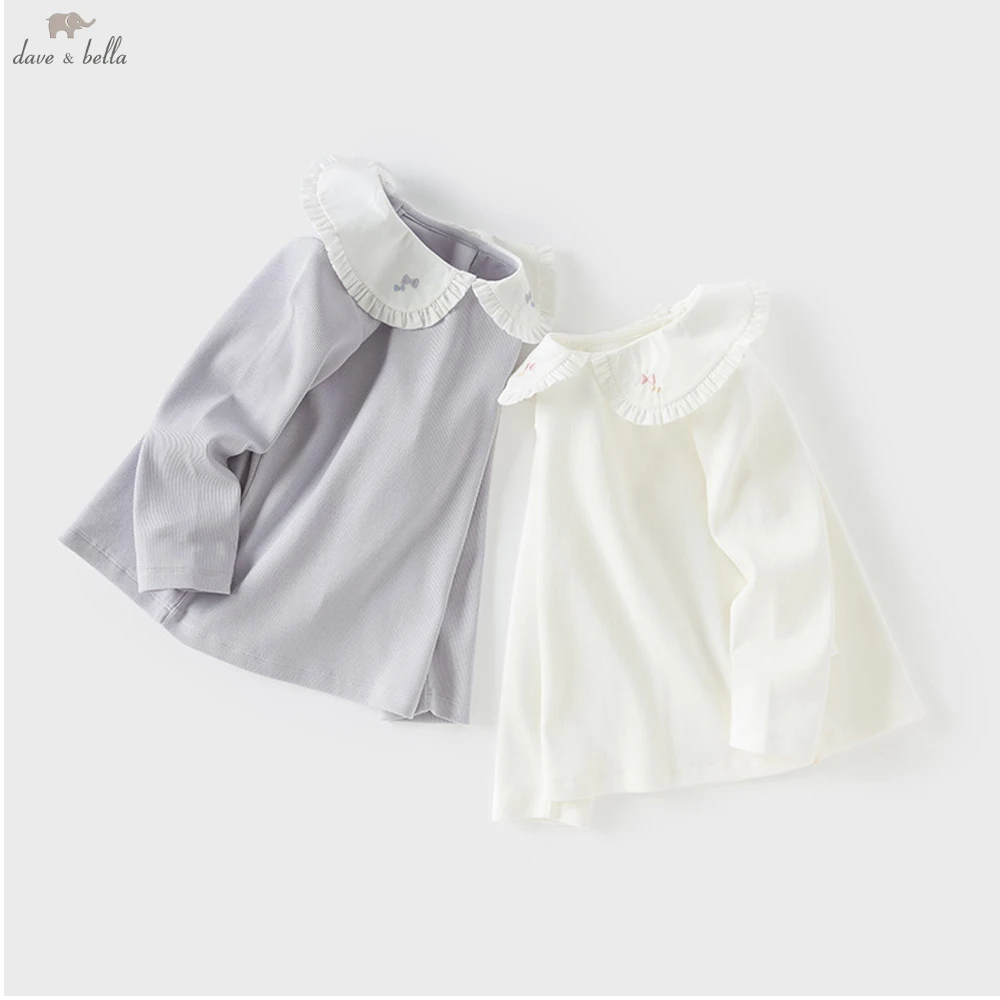 

Детские весенне-зимние футболки Dave Bella, топы для девочек, милые осенние топы с длинными рукавами, нижняя рубашка DB1250911