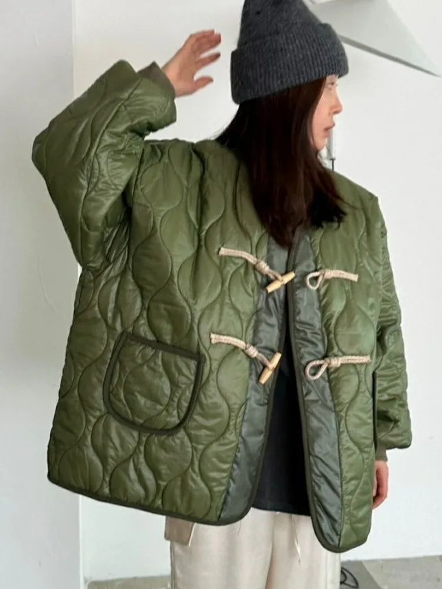 

Корейская свободная женская хлопковая куртка в Корейском стиле, новая модная студенческая теплая верхняя одежда с высоким воротником, длинный цвет све