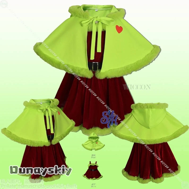 

Green Furry Monster Cosplay Anime Horror Movie {Hemera}Children Cape Suspender Dress Halloween Christmas Activities Party Cos