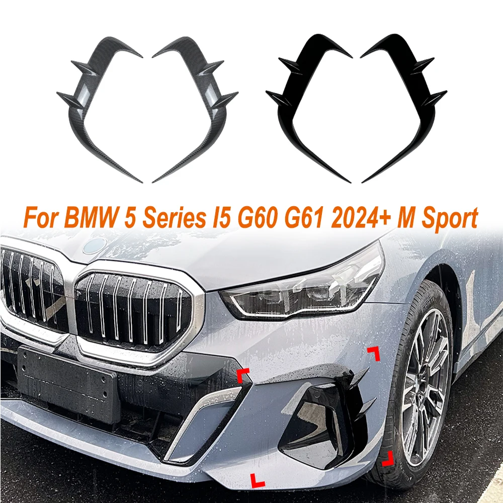 Front Bumper Cover Wind Knife ABS Glossy Fog Lamp Trim Blade Trim Light Car Accessory For BMW 5 Series I5 G60 G61 2024+ M Sport