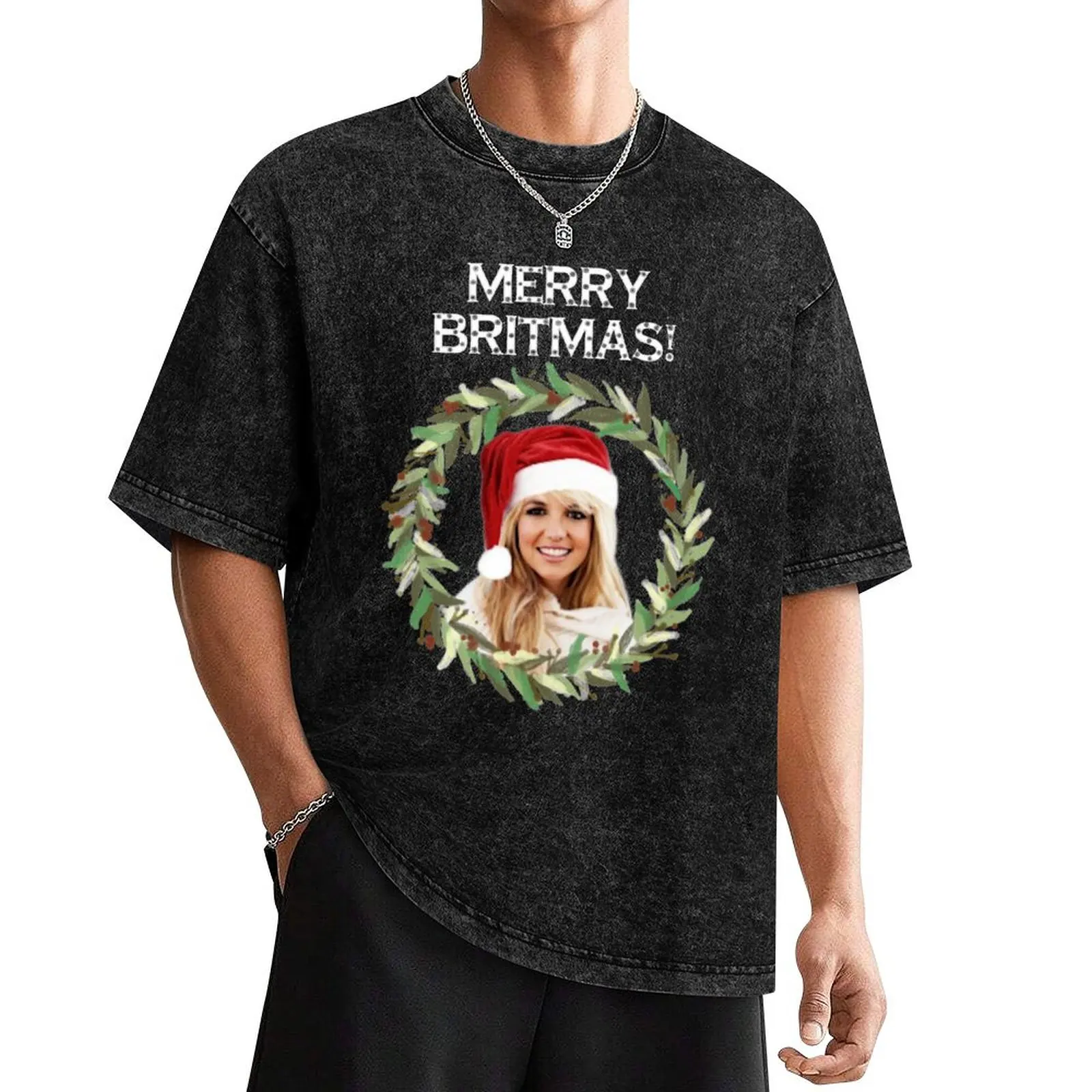 Merry Britmas - For Celebrating a Very Britney Christmas (White Text) T-Shirt man clothes for a boy mens tall t shirts