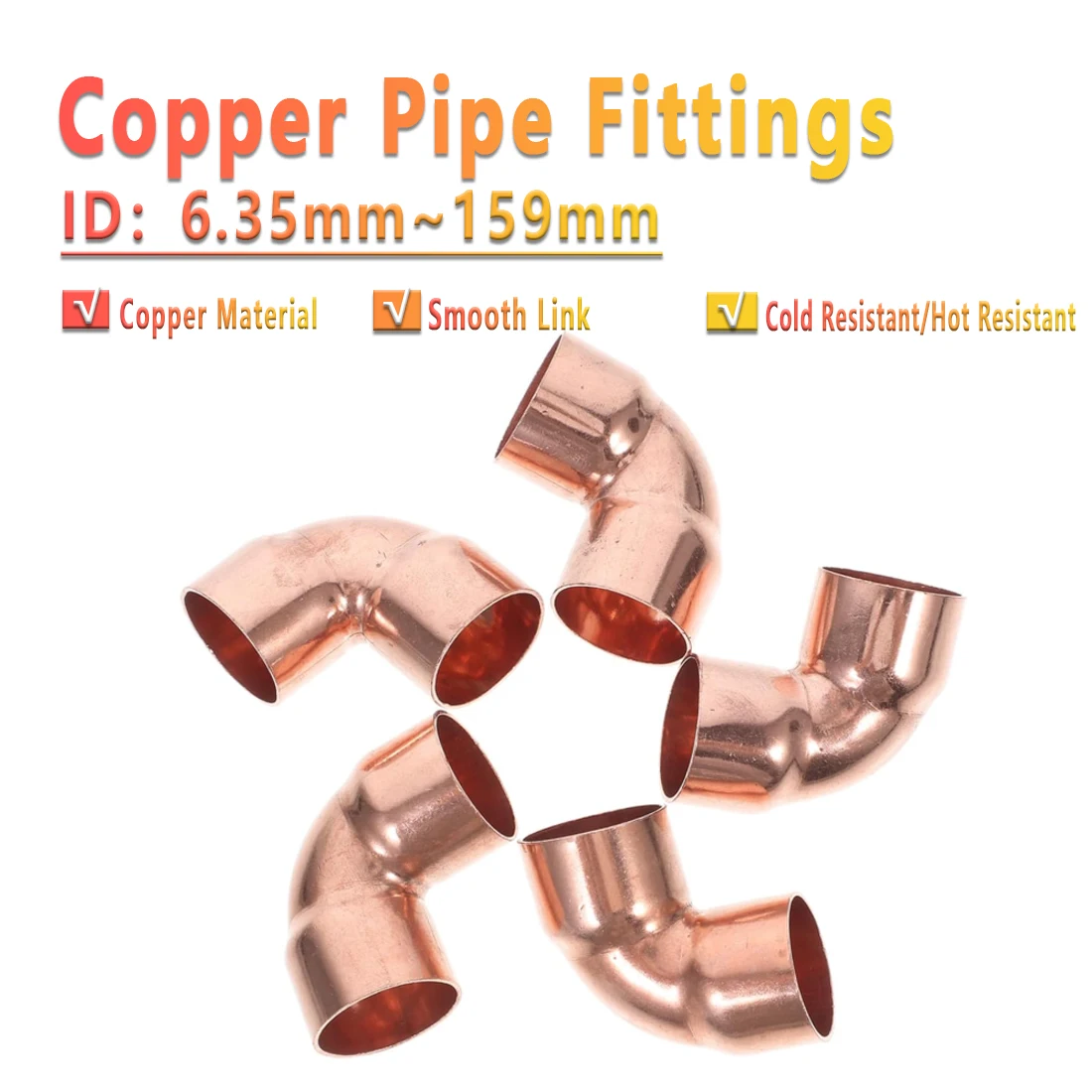 

Red copper Copper Fitting Equal 90 Degree Elbow Double Socket Welding Pipe Connector for Air Conditioning Refrigeration