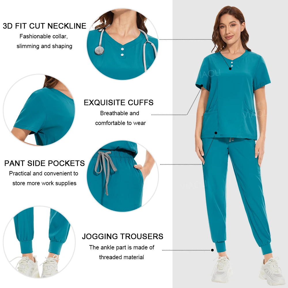 Medizinische Peelings Pflege Jogger Krankens ch wester Krankenhaus Uniform Frau Top Peeling Anzug Peelings Uniformen Sets Schönheits salon Arbeits kleidung Großhandel