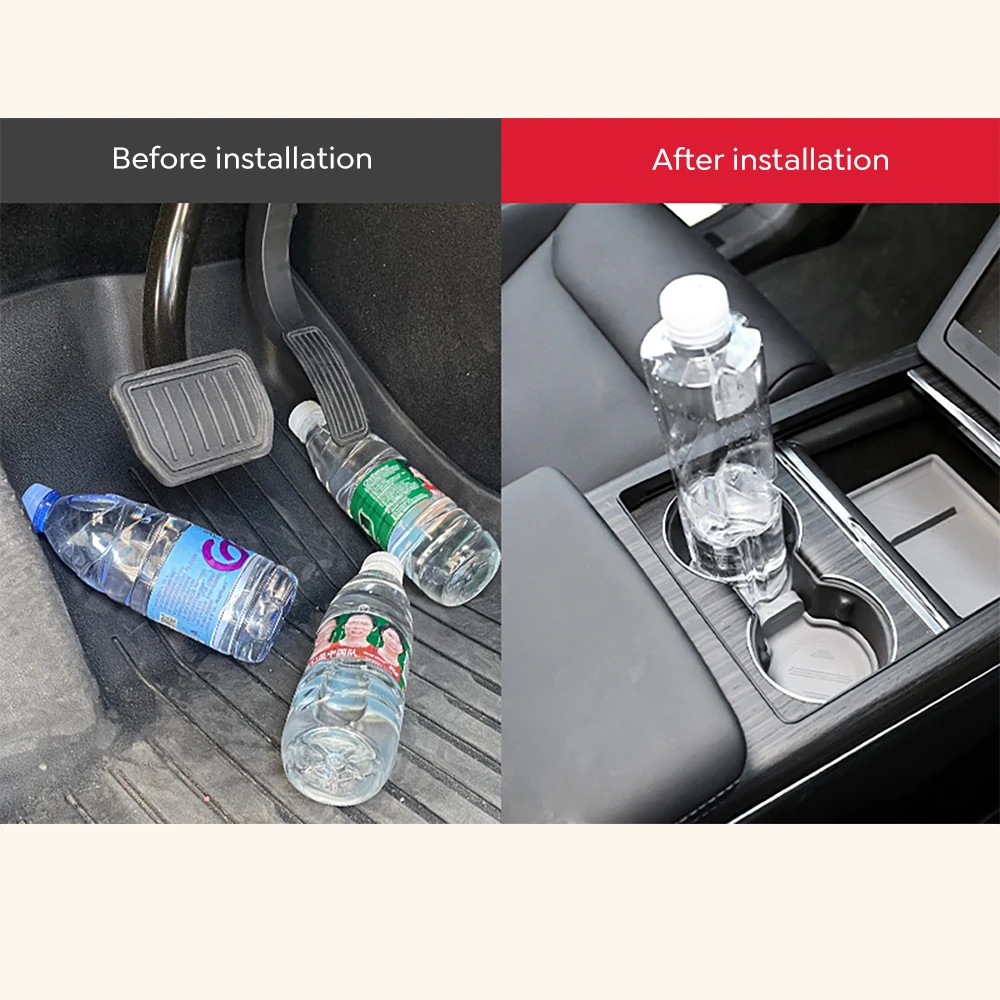 TESY Getränkehalter-Matte für Tesla Model YL Y Juniper Launch Model 3 Highland, rutschfeste, wasserdichte Untersetzer mit Schlitzen – Detail 8