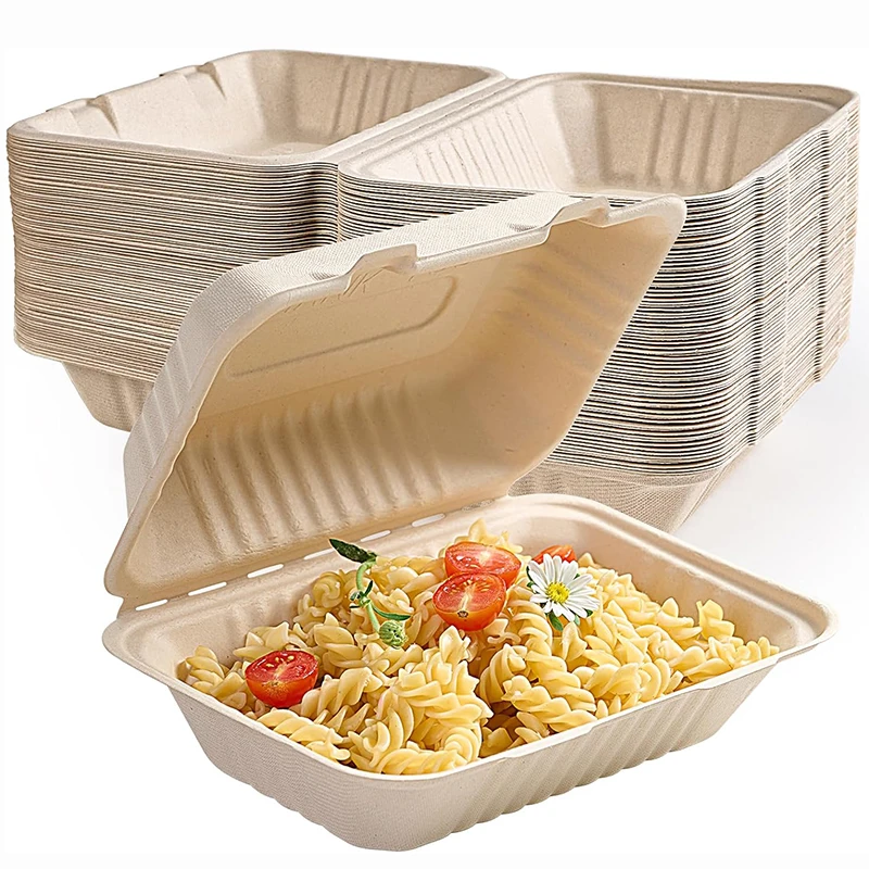 10/30Pcs Disposable Clamshell Take Out Food Containers, Eco-Friendly Biodegradable Compostable To Go Boxes For Salad Lunch