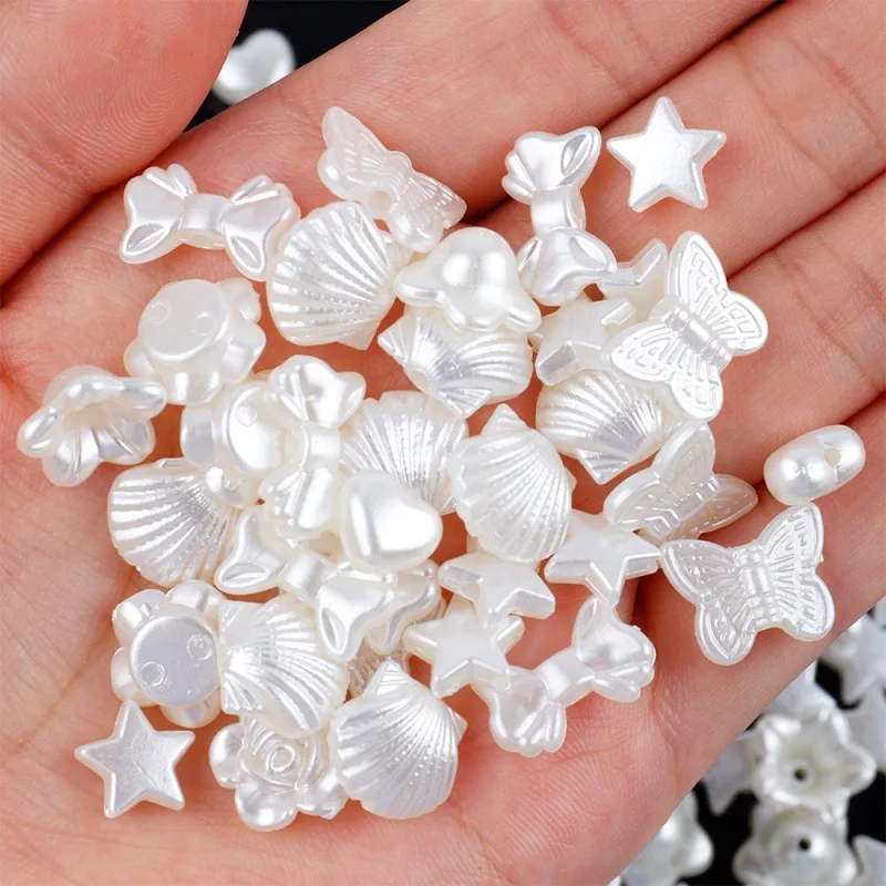 50 Uds ABS perla de imitación arco mariposa corazón Kawaii cuentas acrílicas para pulsera fabricación de joyería DIY collar llavero teléfono encantos