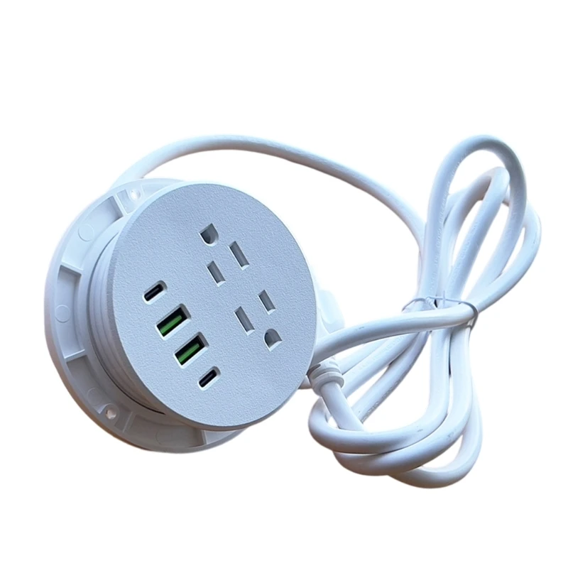

Embedded Desktop Power Strips Power Outlet With 2AC Outlets 4 USB Port 65W USB C Fast Charging Hubs For Home Office
