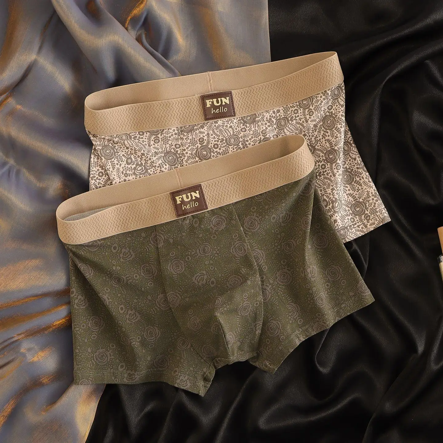 

Классические мужские хлопковые трусы-боксеры с дышащей тканью, комфортные, с розовым узором, для дома, с плоским швом