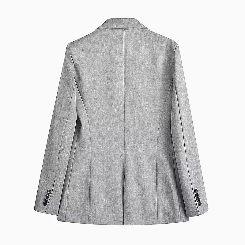 Women Spring Fashion Solid Blazer Coat Vintage Lapel Collar Long Sleeve Pockets Office Lady Female Casual Tops Chaqueta De Mujer