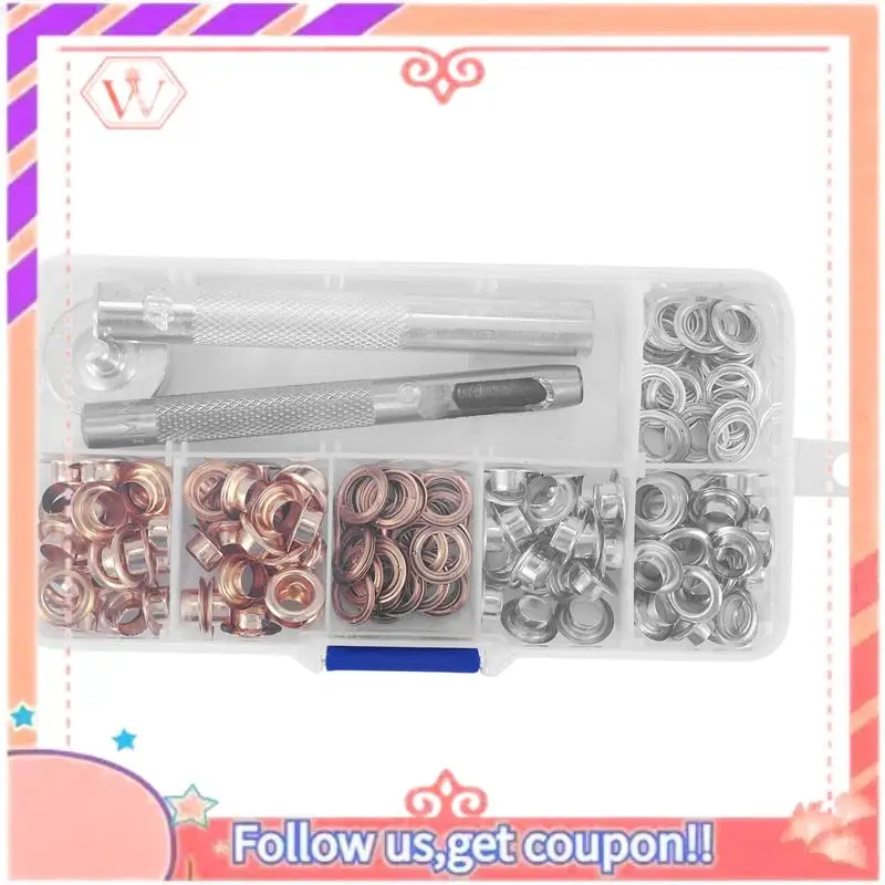 Upgraded 100 Sets 1/4 Inch Grommet Kit Grommets Eyelets With 3 Pieces Install Tool Kit, 2 Colors