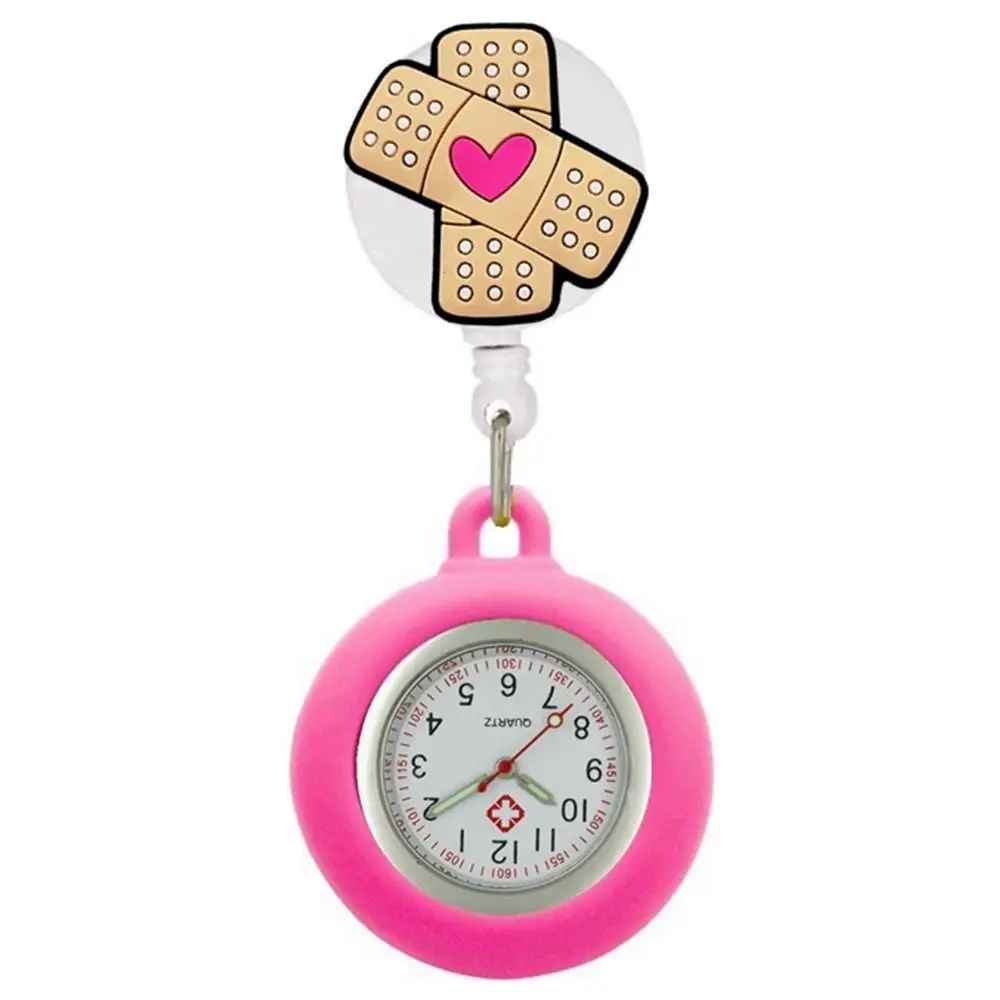 Wholesale Cartoon FOB Pocket Watches Silicone Simple Design Clip Badge Reel Fashion Accessories Retractable Hang Clock Unisex