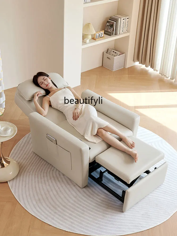 Technology Fabric Small Apartment Living Room Single Electric Sofa Bed Foldable Dual-Purpose Lazy Function Nap Leisure Recliner