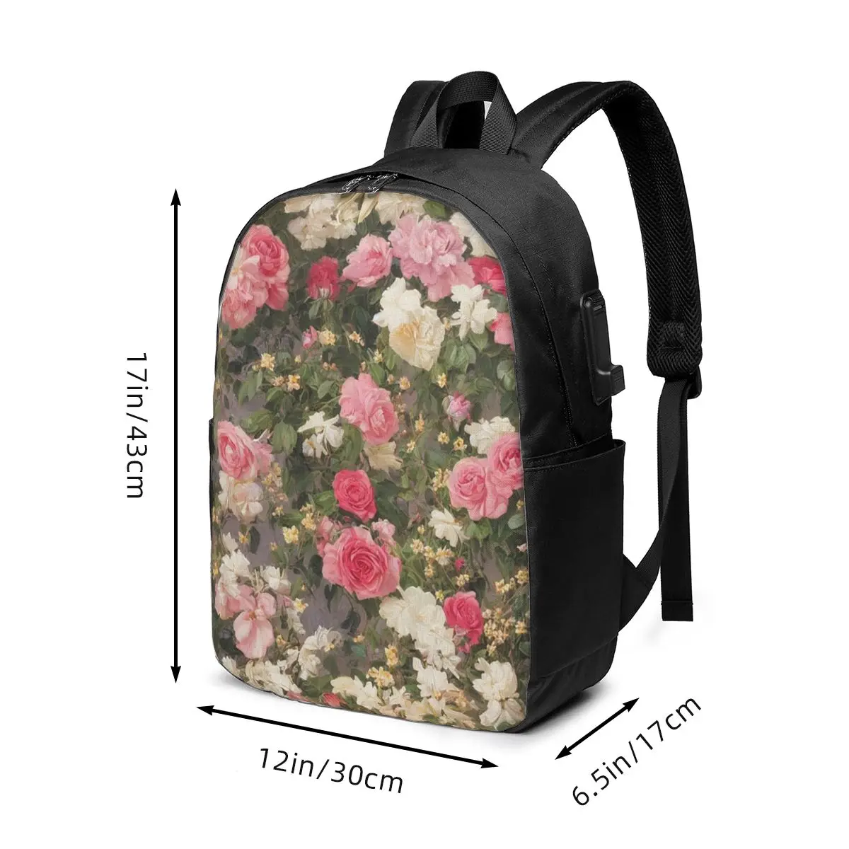 Roses In Bloom Spring And Floral Pattern Backpack Travel Notebook Bag Computer College Student School Bag Laptop Shoulder Bags