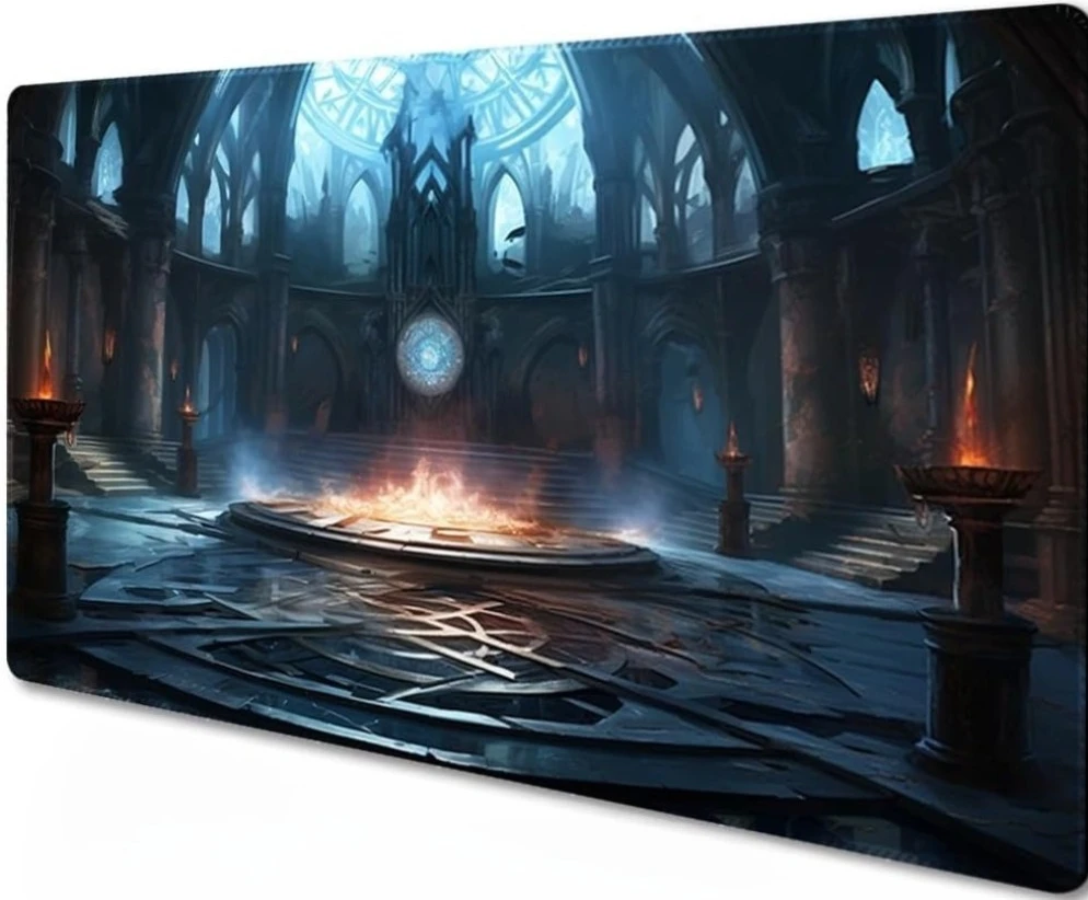 Magic Gothic Castle Pattern Play Mat Durable Office Deskpad Parties Gathering Card Game Mat Non-slip Keyboard PC Gaming MousePad