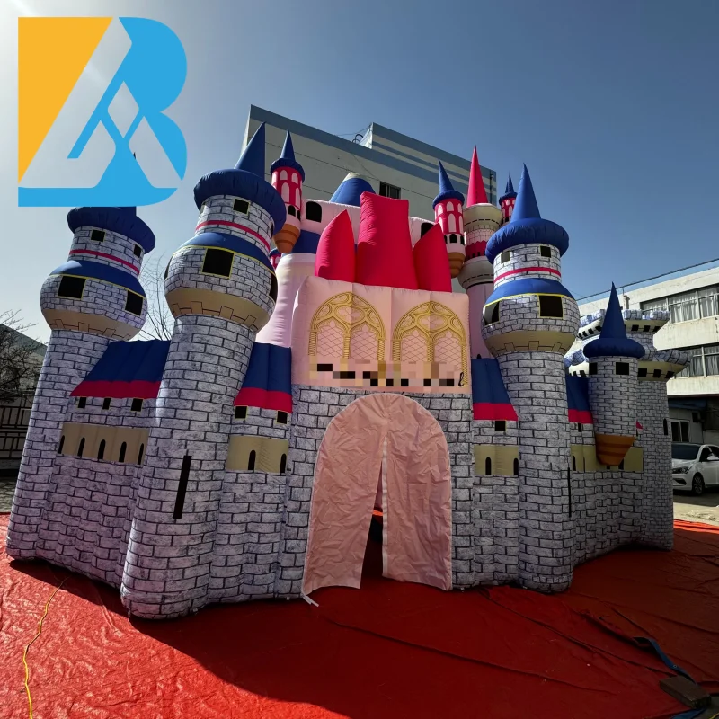 Castello gonfiabile gigante con sfondo da palcoscenico costruito personalizzato per giocattoli per organizzatori di feste di eventi