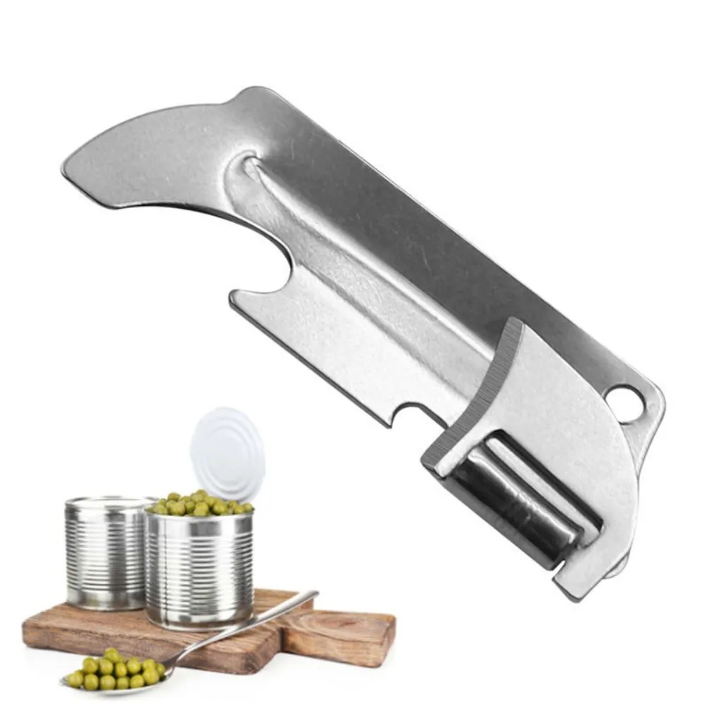 Kitchen Tools Stainless Steel Can Opener 2-in-1 Compact Bottles Opener Unscrew Lid Portable Opener Gadget Home