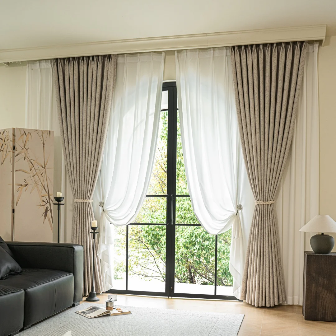 1PC French Style Hemlock Twin-Sided Chenille Curtain, Provence Floral Print, Good Light Blocking and Insulation, Suitable for Be
