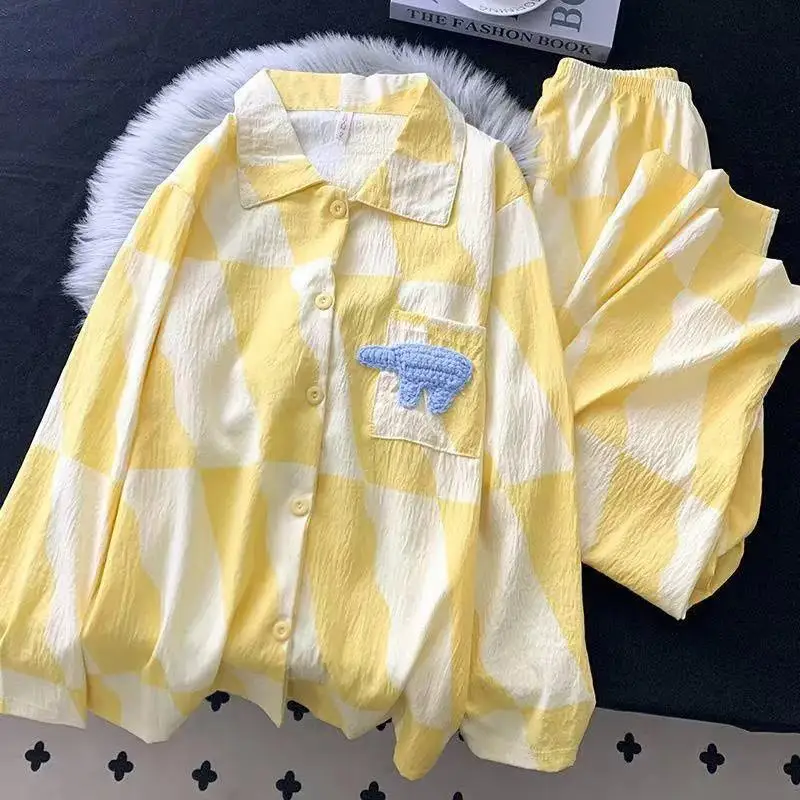 

Пижамные комплекты с пуговицами для женщин, очаровательный комплект с клубничным принтом, шорты-бермуды с короткими рукавами и круглым вырезом, летние милые, очаровательные, нежные, в стиле кавай.