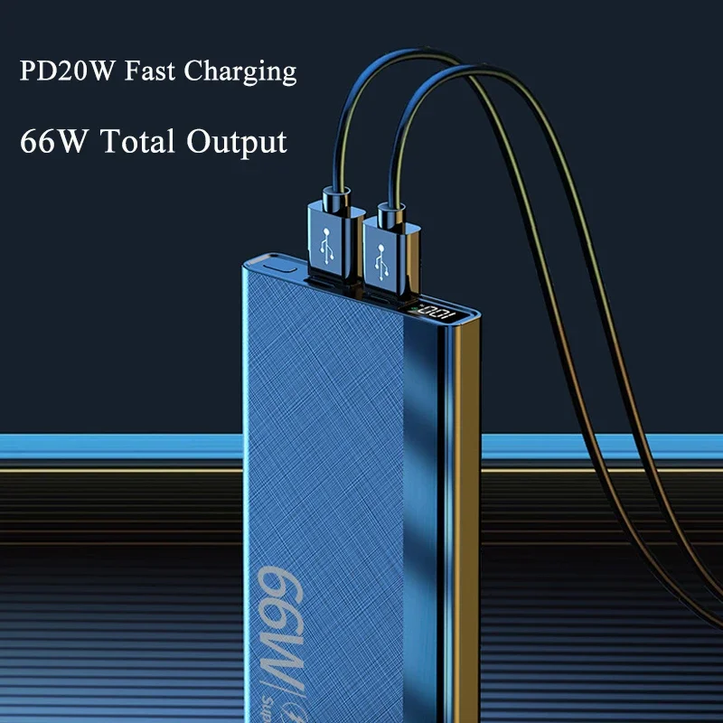 Banque d'alimentation de charge super rapide portable, chargeur de batterie externe, Huawei P40, iPhone, Xiaomi, PD 20W, 30000mAh, 66W