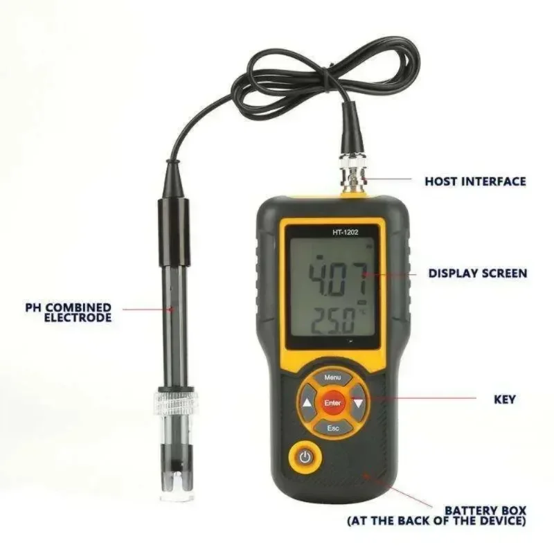 Digital PH Tester Meter HT-1202 High Precision Water  PH acidity meter, for Seawater Freshwater Aquaculture