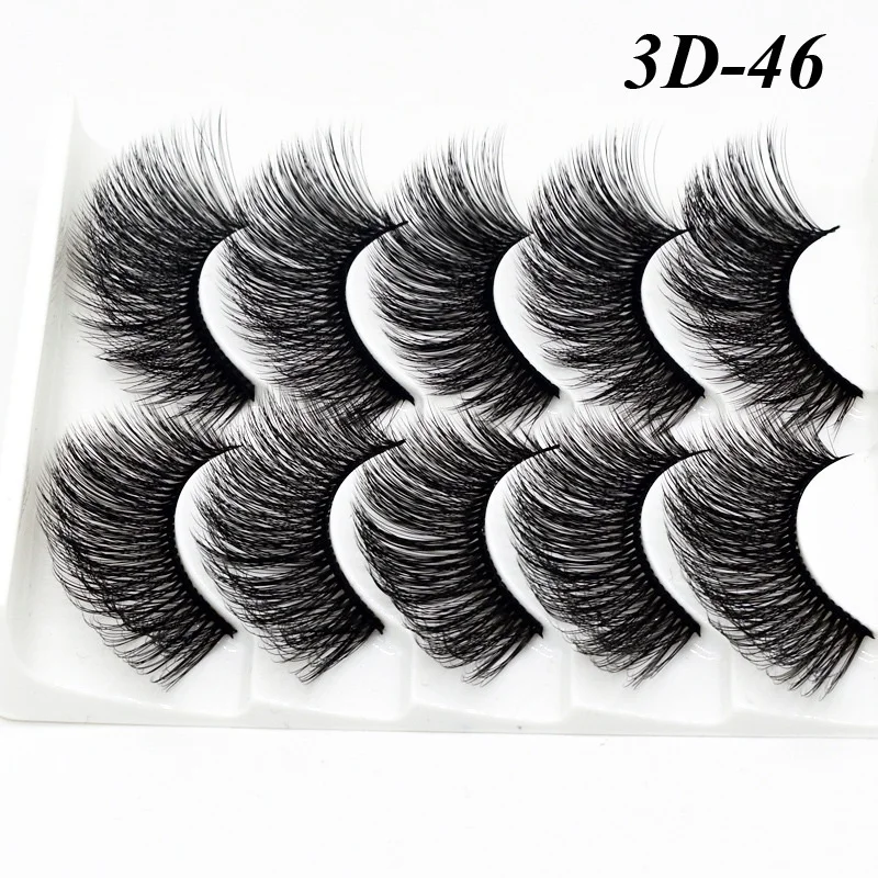 5 أزواج ثلاثية الأبعاد لينة المنك الشعر الرموش الصناعية رقيق Wispy رموش سميكة شرائط كاملة اليدوية العين تمديد أدوات ماكياج
