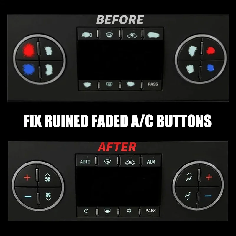 Car Interior Black Decals Auto A/C Climate Air Condition Heater Control Button Repair Sticker For Chevy Silverado Tahoe GMC
