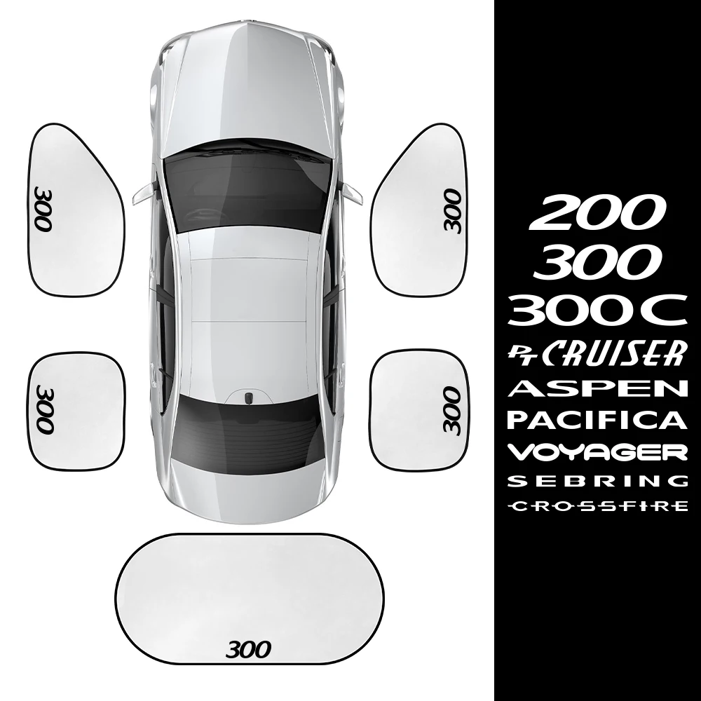 Cubierta de parasol para ventana de coche, accesorios para Chrysler 300 300C PT Cruiser Voyager Sebring Pacifica Crossfire 200 Aspen, 5 unidades por juego