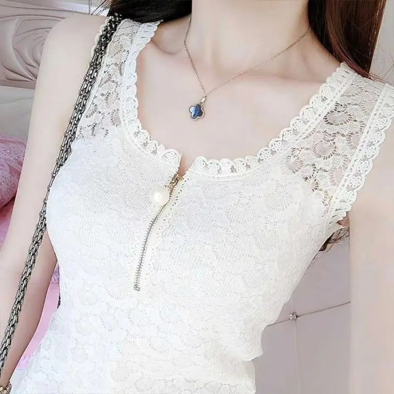 Sexy and hot girl lace Lace base vest for women's summer new slimming and form-fitting top base shirt