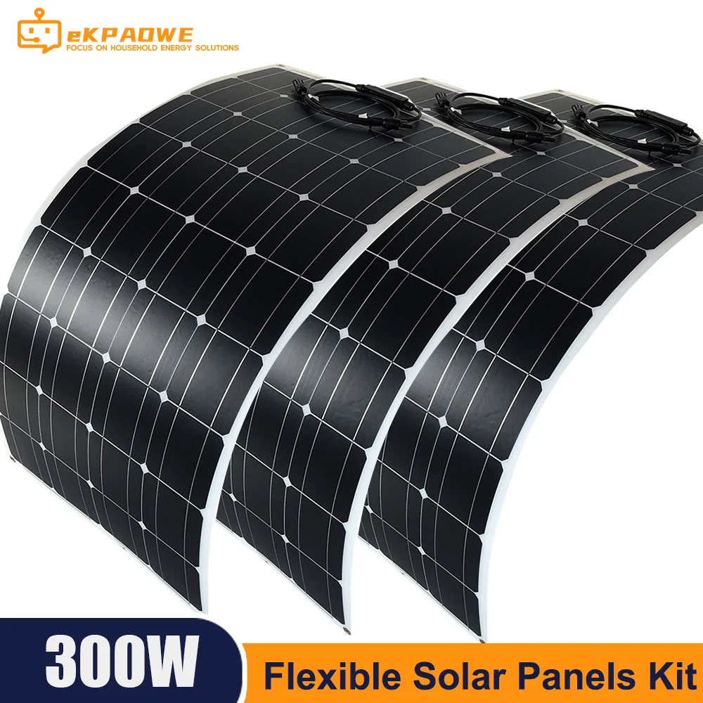 

18V 300W Solar Panel Kit Charge for 12V Battery Protable Flexible Solar Cells Battery Charger for Camping Car RV Mobile Phone